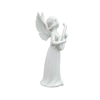 Figur Engel mit Gitarre 13 cm Porzellan weiß