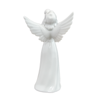 Figur Engel mit Trompete 13 cm Porzellan weiß