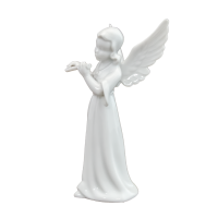Figur Engel mit Flöte 13 cm Porzellan weiß