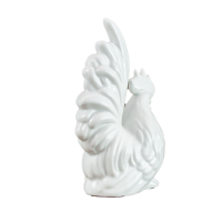 Hahn Vogel Figur Porzellan weiß 14 cm Pokal Skulptur Tierfigur