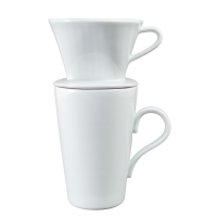Kaffeefilter mit Tasse, Porzellan, weiß glasiert 2 tlg. 320 ml