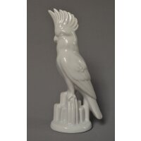 Figur Kakadu Vogel mit Sockel weiß Porzellan 19 cm...