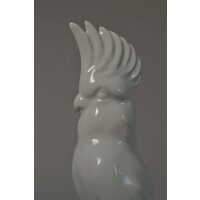 Kakadu Vogel Figur mit Sockel weiß Porzellan 19 cm...