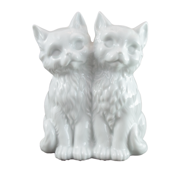 Figur Katzen-Paar Porzellan weiß 16 cm