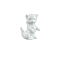 Katze mit Schleife Katzen Figur sitzend Porzellan...