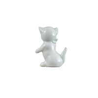 Katze mit Schleife Katzen Figur sitzend Porzellan weiß 6 cm Deko Tiere