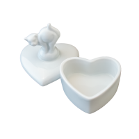 Mini-Dose Herz mit Katze 7,5 cm Porzellan weiß