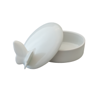 Mini-Dose oval mit Schmetterling 7 cm Porzellan weiß