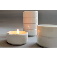 Teelichthalter 6,3 cm Porzellan weiß Kerzenleuchter Maxi-Teelicht groß stapelbar
