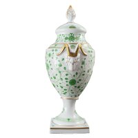 Biedermeier Deckel-Vase mit Widderköpfen 35 cm Dekor...