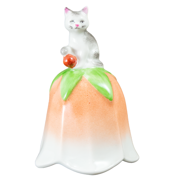 Tisch-Glocke mit Katze mit Ball 6 cm handgemalt