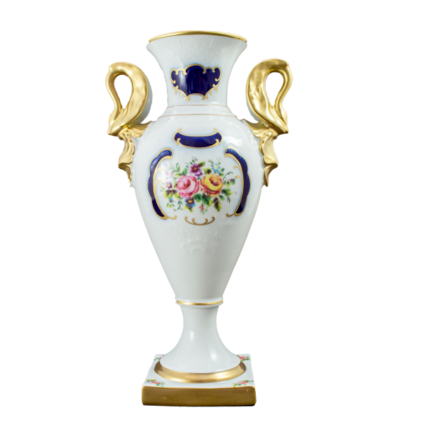 Biedermeier Henkel-Vase 30 cm Dekor Residenz Cobalt
