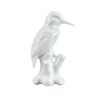 Specht Vogel Figur mit Sockel weiß Porzellan 11,5...