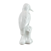 Specht Vogel Figur mit Sockel weiß Porzellan 11,5 cm Pokal Skulptur Deko