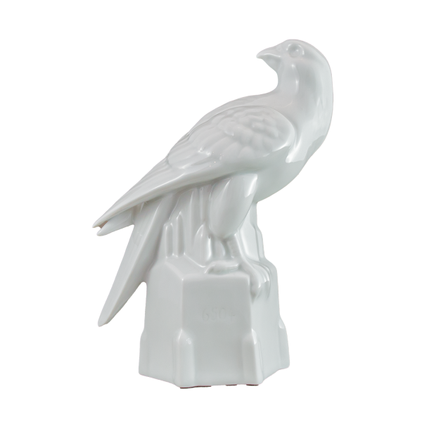 Falke Vogel Raubvogel Figur m. Sockel weiß Porzellan 19 cm Falken Pokal Skulptur