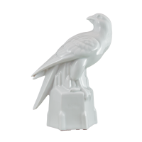 Falke Vogel Raubvogel Figur m. Sockel weiß Porzellan 19 cm Falken Pokal Skulptur