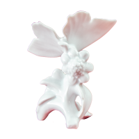 Figur Schmetterling mit Blüte 13 cm Porzellan Dekor weiß