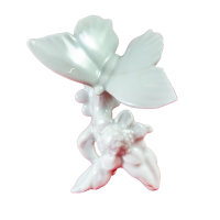 Schmetterling mit Blüte 13 cm Dekor weiß