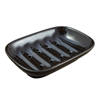 Seifenschale schwarz 12 cm mit Löcher Seifenablage Seifenbehälter Porzellan